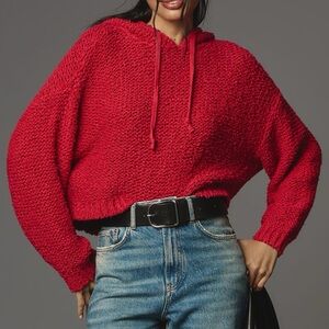 Anthropologie Pilcro Sailcloth Hooded Sweater Red - Size S